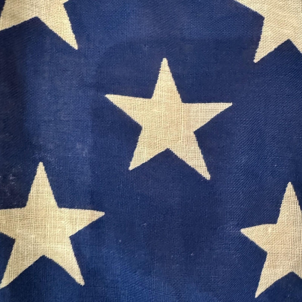 Vintage 50 Star American Flag w/ Original Box Blue Wood Pole Montgomery Ward 3x5 - Picture 13 of 15
